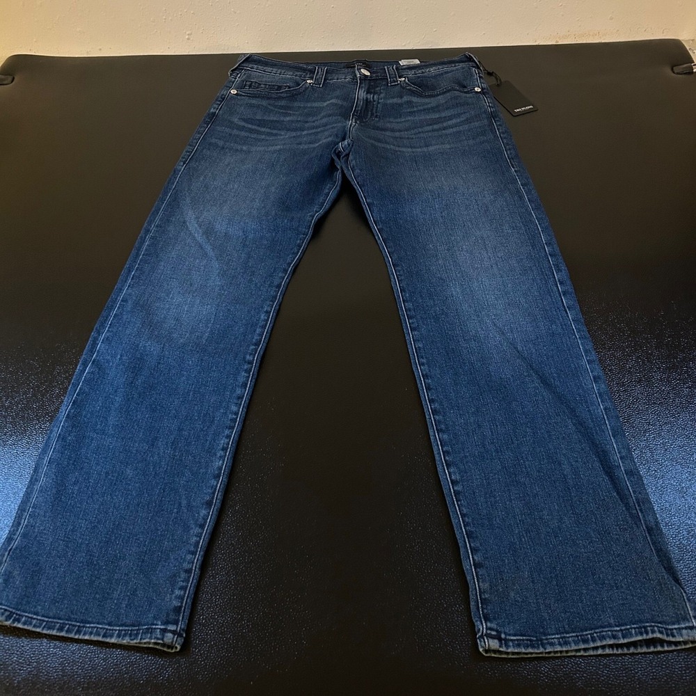 True Religion Ricky Jeans Mens 34 Blue Relaxed Straight Medium Tidal Wash
